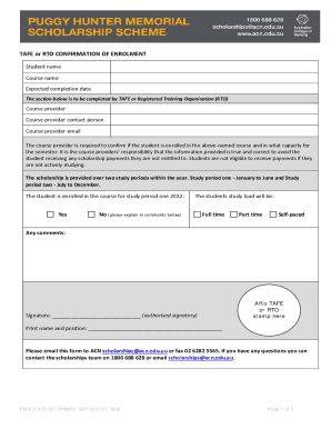 TAFE or RTO Confirmation of Enrolment