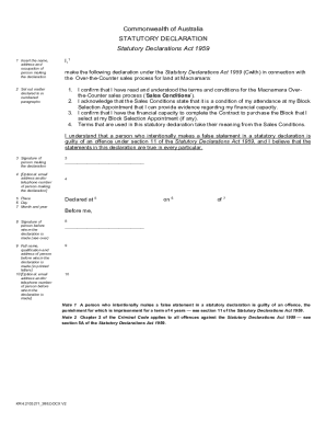 Australian Statutory Declaration for Land Sales