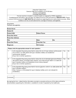 Ozempic Prescriber Criteria Form