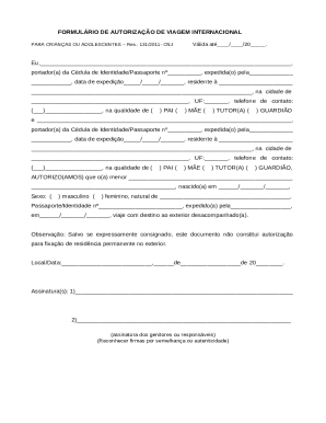 Brazil International Travel Authorization Form
