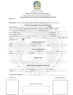 Angola Passport Application Form
