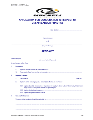 Application for Condonation in Respect of Unfair Labour Practice