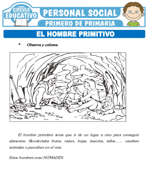 El Hombre Primitivo para Primero de Primaria. Ejercicios de El Hombre Primitivo para Primero de Primaria