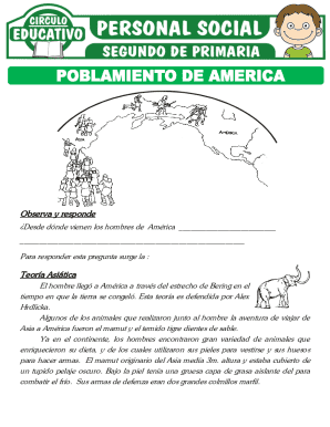 Poblamiento de Amrica para Segundo de Primaria. Ejercicios de Poblamiento de Amrica para Segundo de Primaria