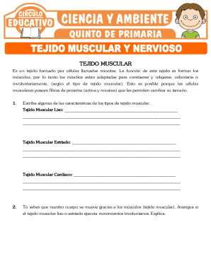 Tejido Mscular y Nervioso para Quinto de Primaria. Ejercicios de Tejido Mscular y Nervioso para Quinto de Primaria