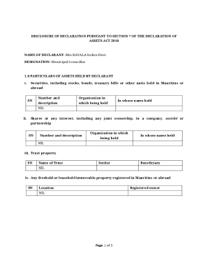 Mauritius Asset Declaration Form