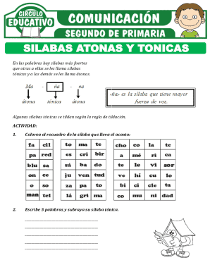 Spanish Syllable Stress Worksheet