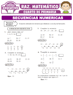 Ejercicios de Secuencias Numricas para Cuarto de Primaria. Ejercicios de Secuencias Numricas para Cuarto de Primaria
