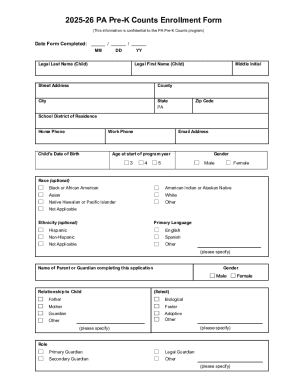 PA Pre-K Counts Enrollment Form