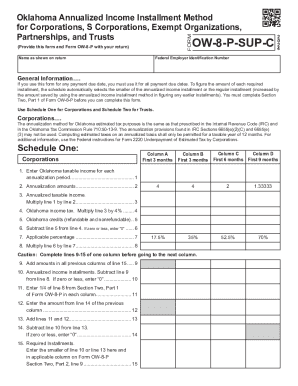 Oklahoma Annualized Income Installment Form