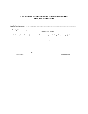 Parent Guardian Residence Declaration