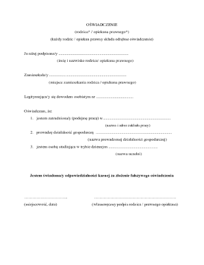 Parent or Legal Guardian Declaration Form