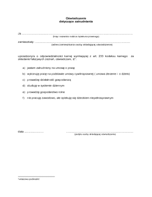 Employment Declaration Form