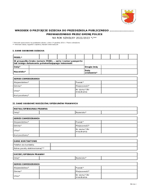 Poland Kindergarten Admission Application