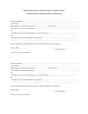 Parental Declaration of Employment or Business Activity