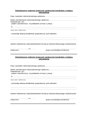 Parent Employment Declaration Form
