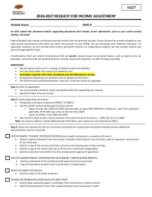 2026-2027 Request for Income Adjustment Form