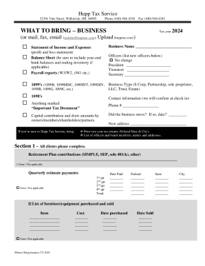 Business Tax Preparation Checklist