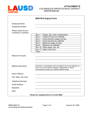 2025 W-2 Inquiry Form
