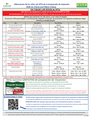 A New Leaf VITA Tax Preparation Sites 2026