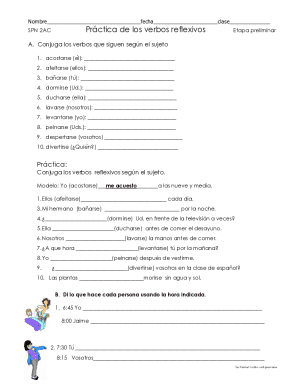 Spanish Reflexive Verb Practice Worksheet