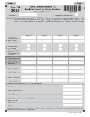 Maine Corporate Income Tax Form CR