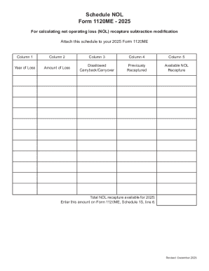 Schedule NOL Form 1120ME 2025