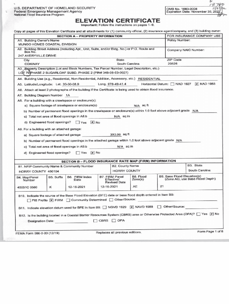 FEMA Elevation Certificate - Blank Fillable Template | Fill Out, Print ...
