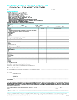 Preparticipation Physical Evaluation Form