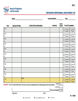 Ohio CPD Log Form 4012