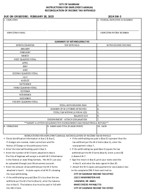 City of Saginaw Employer Annual Income Tax Reconciliation