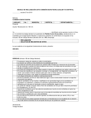 Reclamación Electoral Form