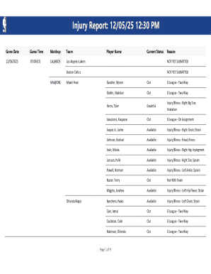 NBA Injury Report Form