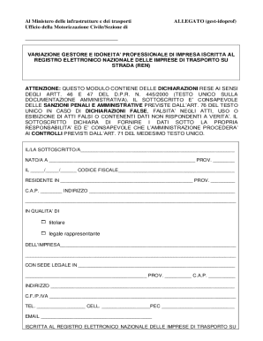 Italian Transport Manager Change Form