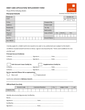 Debit Card Application/Replacement Form
