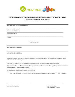 Parent Consent Form for Trampoline Park