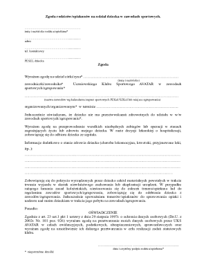 Parental Consent for Child's Sports Participation