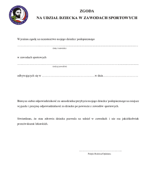 Child Participation in Sports Consent Form