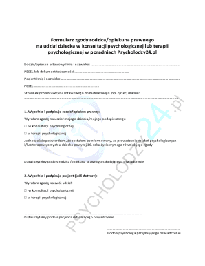 Parent Consent Form for Psychological Consultation
