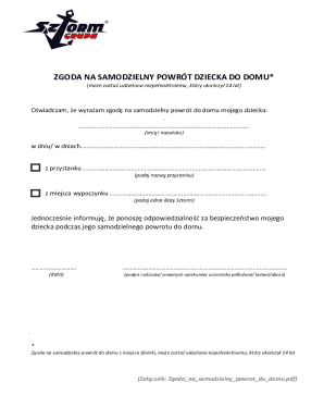 Consent for Child's Independent Return Home