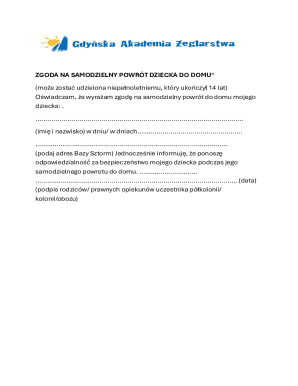 Child Independent Return Consent Form