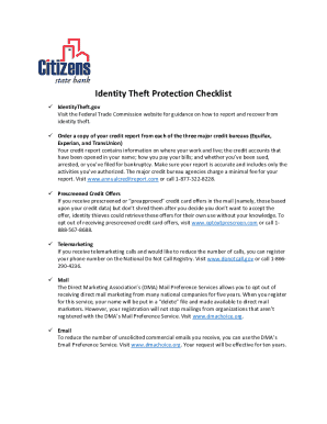Identity Theft Protection Checklist
