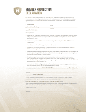 Cricket Australia Member Protection Declaration