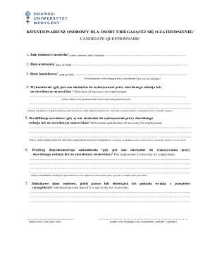 Candidate Questionnaire