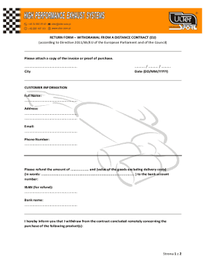 EU Distance Contract Withdrawal Form