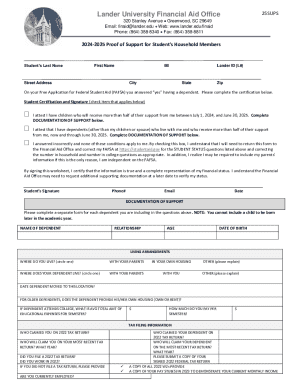 2024-2025 Proof of Support for Student's Household Members