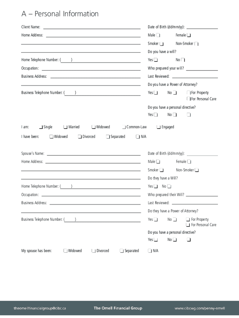 Financial Planning Fact Finding Sheet - Blank Fillable Template | Fill ...