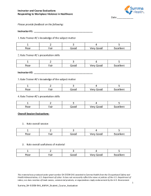 1 2 3 4 5 Poor Fair Good Very Good Excellent 1 2 3 ... - Summa Health