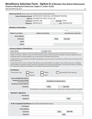 Beneficiary Selection Form (if member dies before retiring) ...