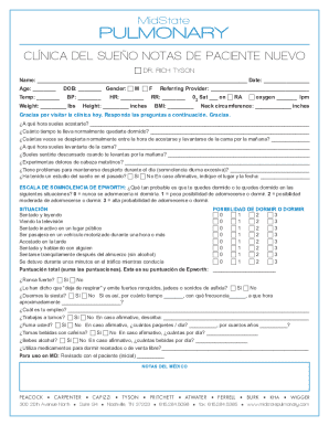 Clínica del Sueño Patient Intake Form